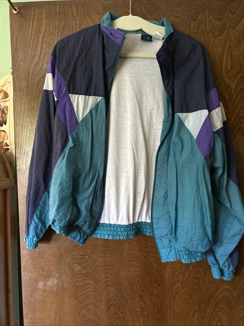 Retro Colorblock Windbreaker Jacket in Teal, Purple & White